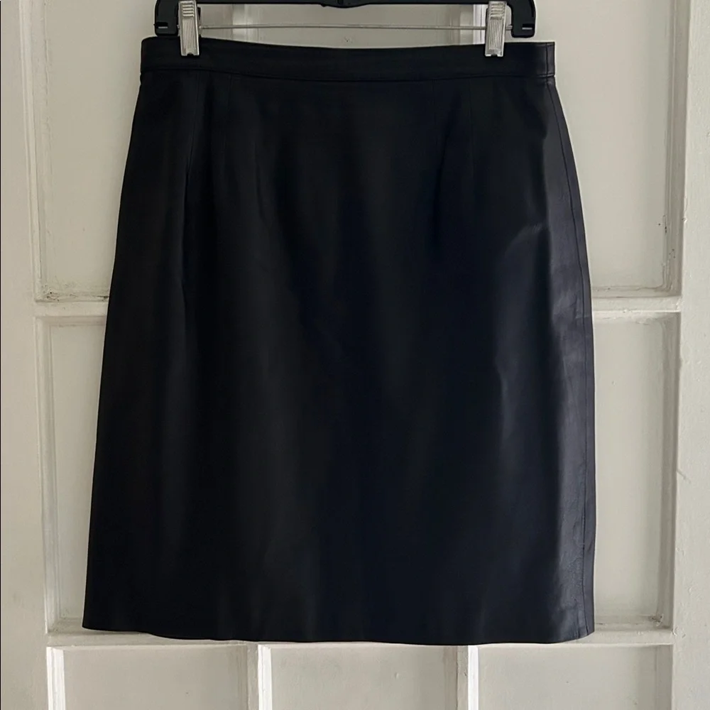 Saks Fifth Avenue Dark Leather Skirt, made in Italy, excellent condition